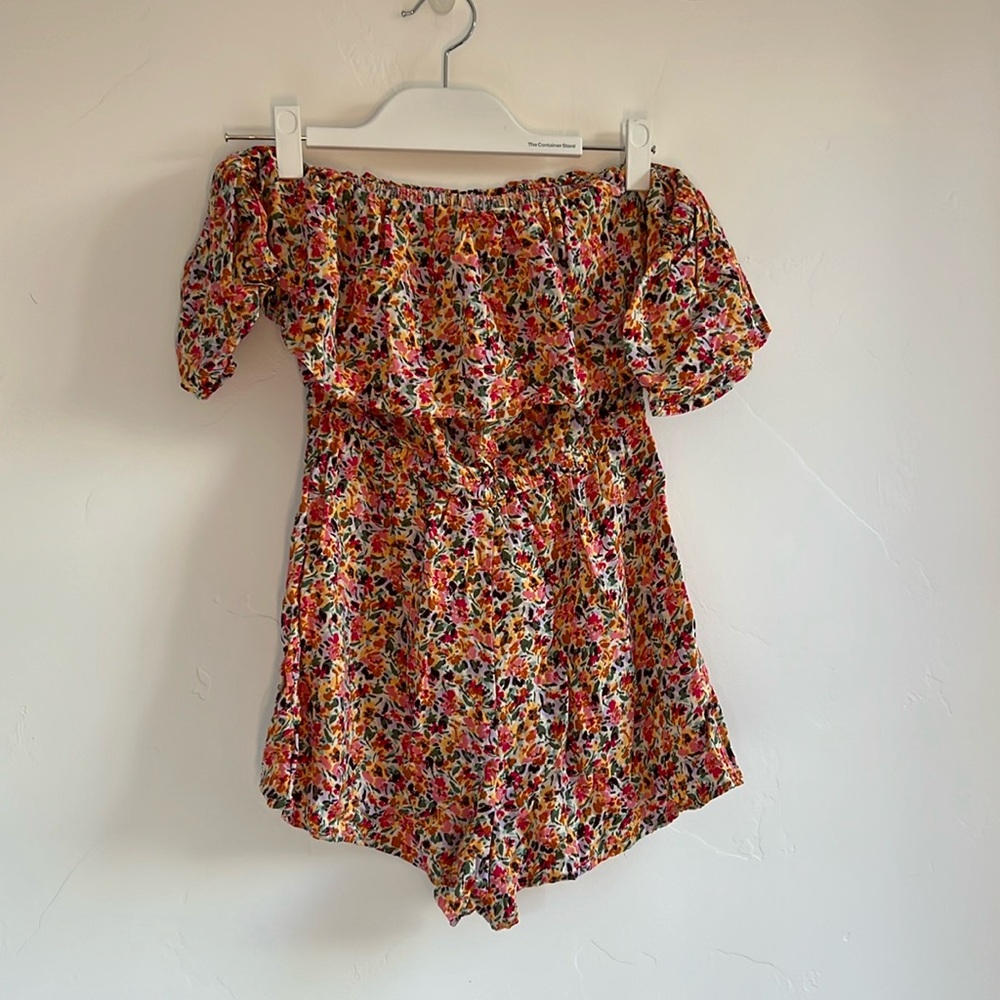 ROXY Floral Romper off the shoulder